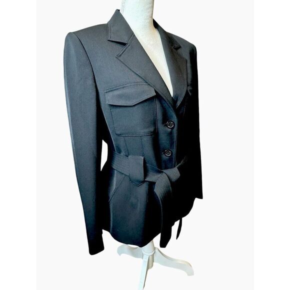 Anne Klein Women's Black 3 Button Lined  Belted Suit Blazer Size 12 NWT! $320 - Picture 2 of 10